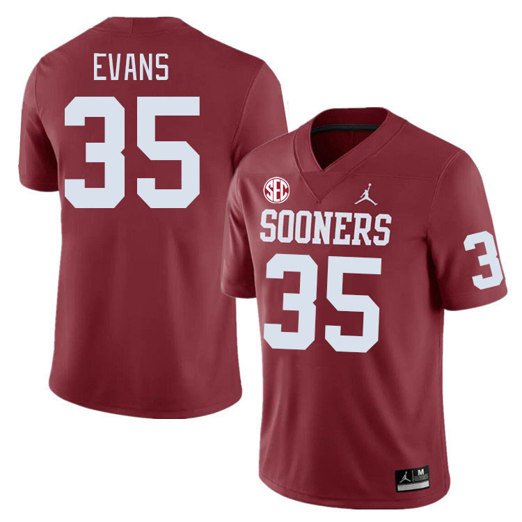 Men #35 Liam Evans Oklahoma Sooners 2024 SEC Conference College Football Jerseys-Crimson